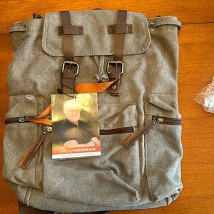 Greg Norman The Refined Traveler Canvas Backpack NWT
